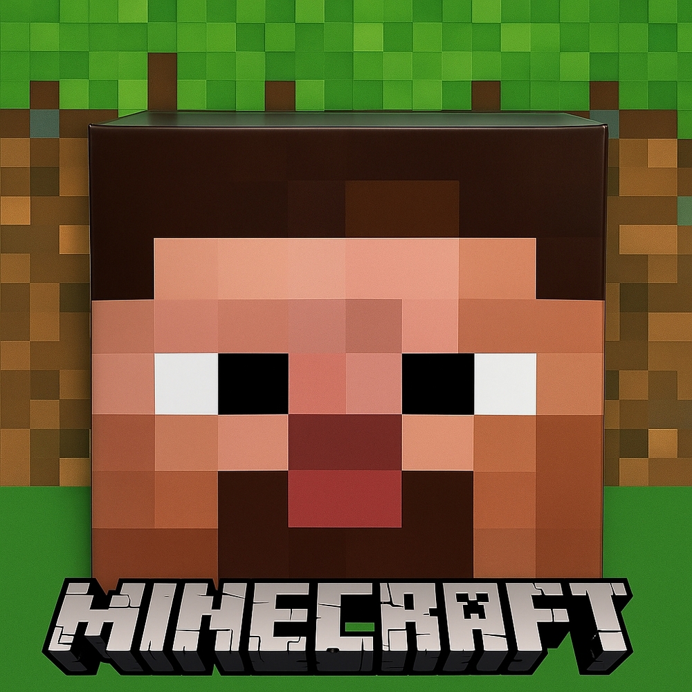 MINECRAFT STEVE Costume Block Head The Amazing Minecraft Cardboard Head One Size